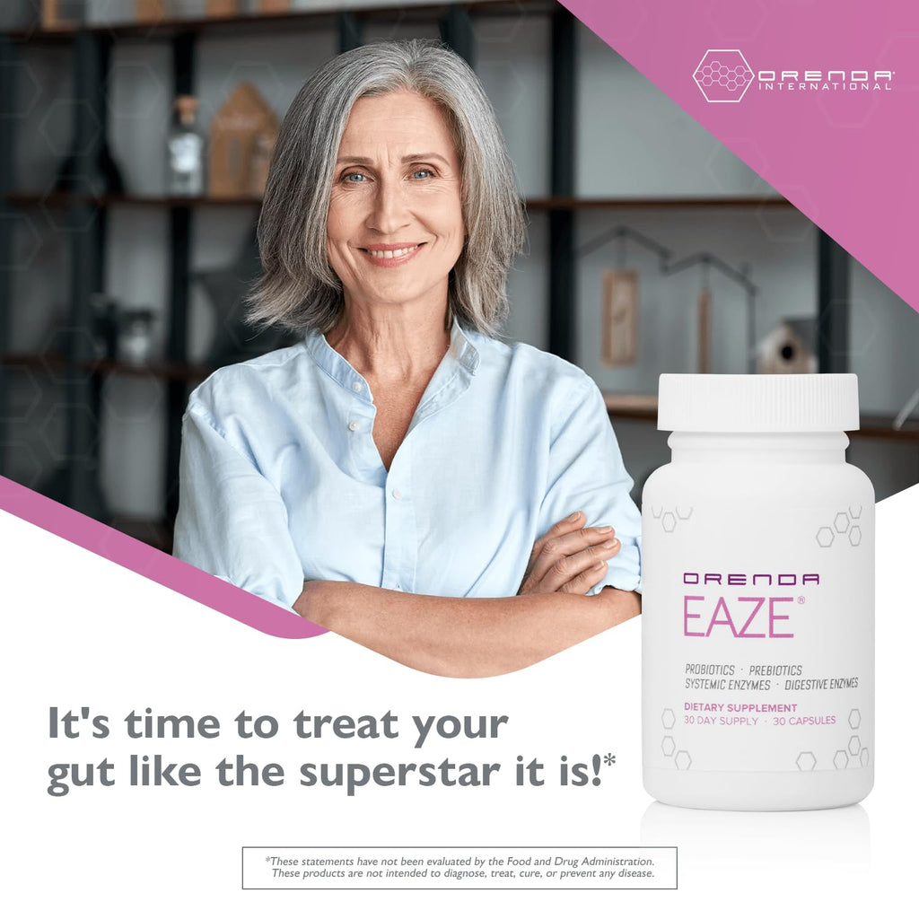 Orenda Eaze®: Gut Wellness Capsules | 6-in-1 Digestive Support with Probiotics, Endospores, Peptizyme-SP EN, Prebiotics, and Digestive Enzymes