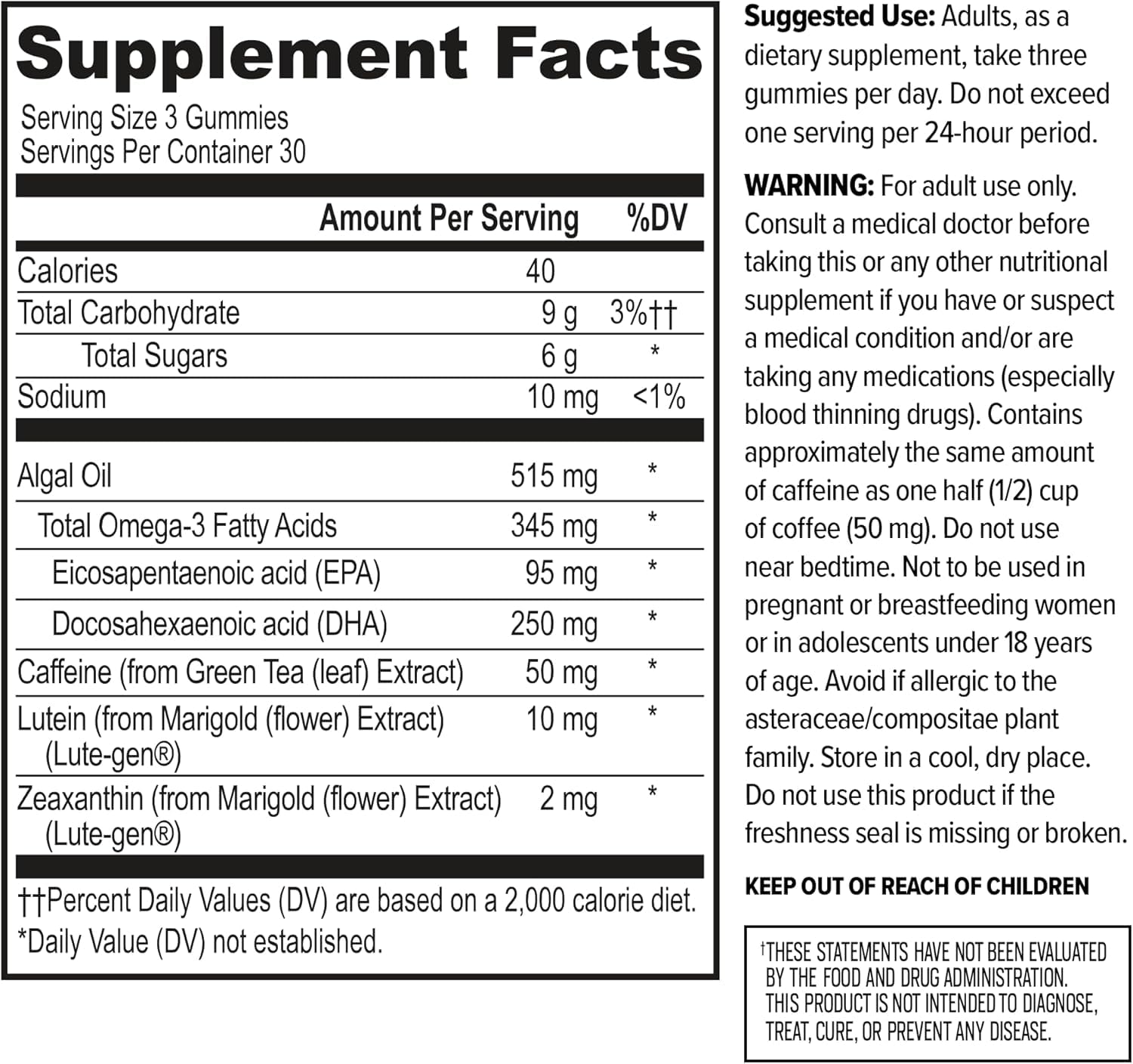 ONNIT Alpha Brain Neuro Focus Gummies, IGEN Non-GMO Tested Vegan Gummies with Omega-3s Lutein Zeaxanthin and Caffeine, Brain Eye and Focus Supplement
