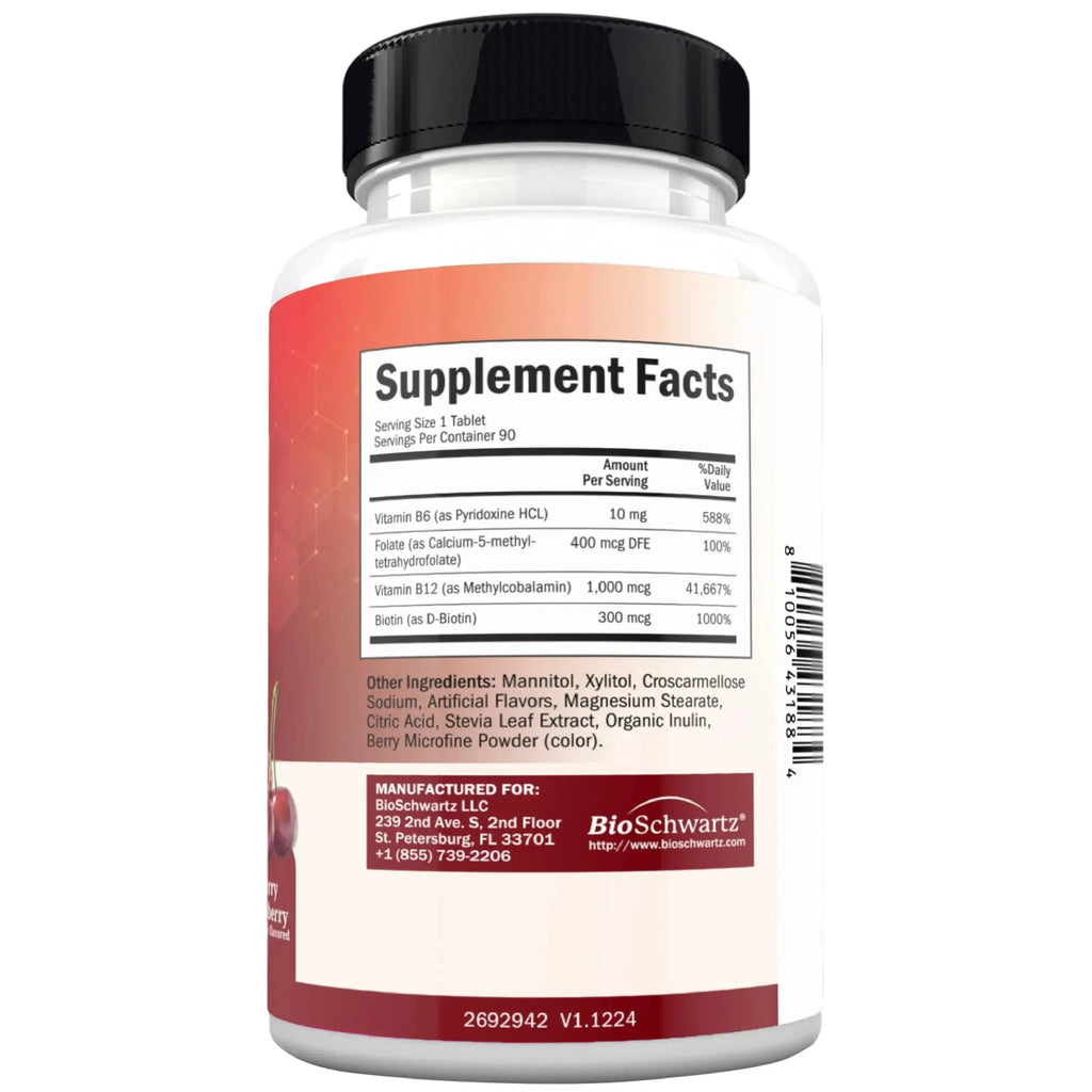 BioSchwartz Bariatric B12 Plus Dissolvable Tablets - 1000mcg Vitamin B12, Vitamin B6, Folate, Biotin - Cherry Strawberry Flavor BioSchwartz Au supplements