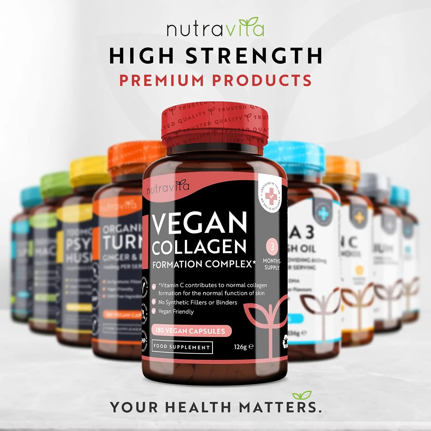 Vegan Collagen 1000mg Advanced Superfood Blend - 180 Capsules (3 Month Supply) Nutravita Au supplements