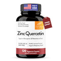 Sandhu's Zinc Quercetin 120 Vegetarian Capsules (Pack of 1) | High Absorption Zink Supplements for Immunity and Seasonal Allergy | Antioxidant Immune Support