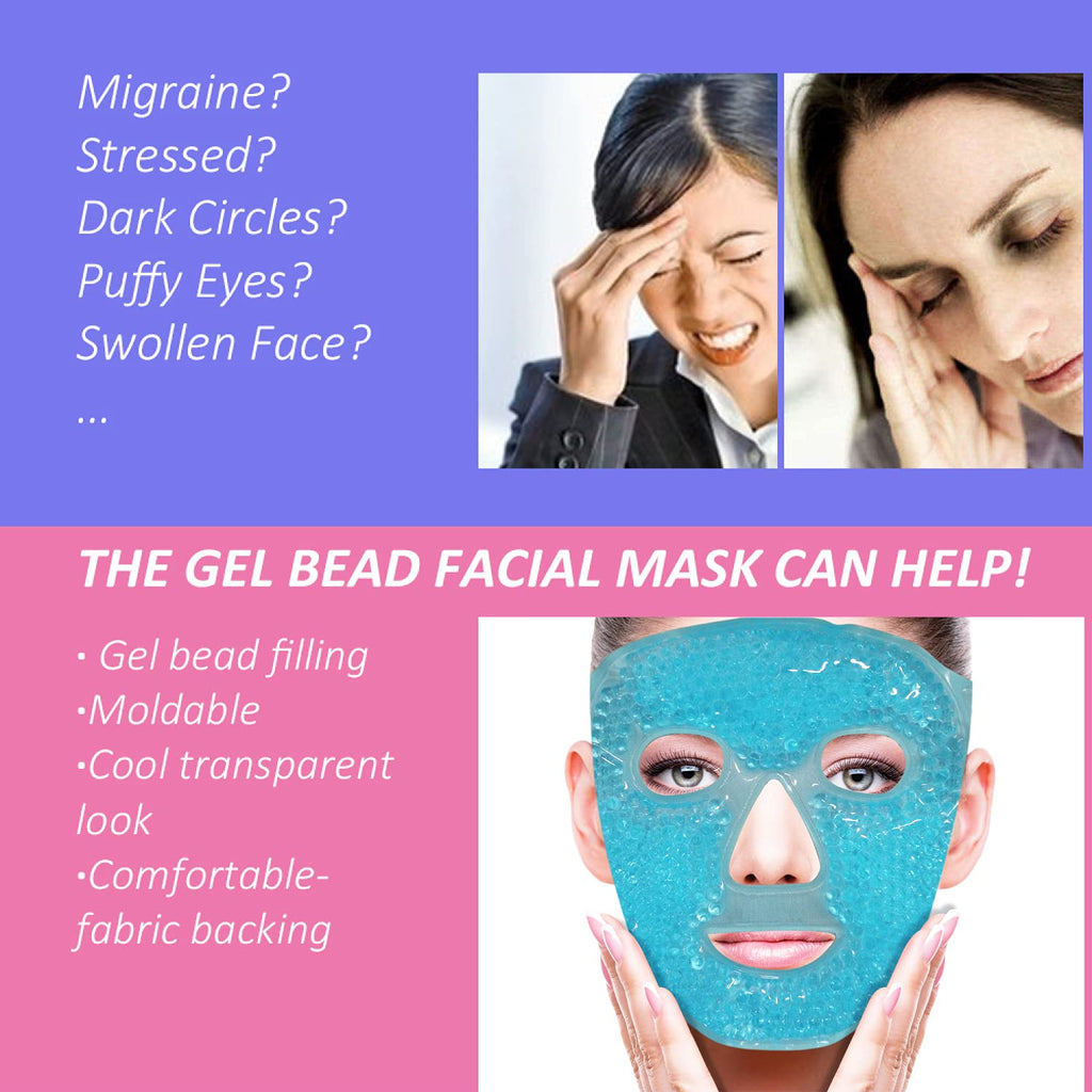 Cold Face Eye Mask Ice Pack Reduce Facial Puff, Dark Circles, Gel Hot Heat Cold Compress Pack, Face SPA Gift for Woman Sleeping