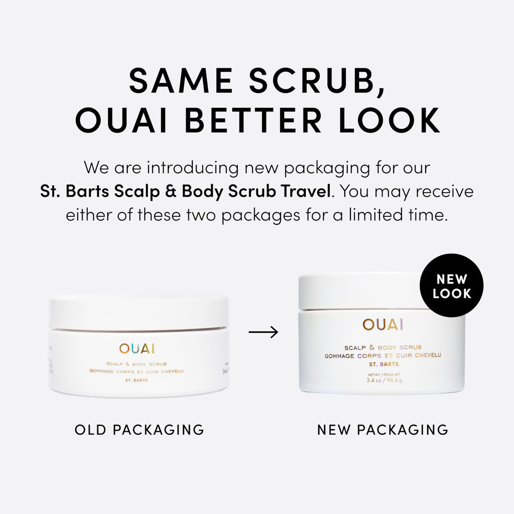 OUAI Scalp & Body Scrub, St. Barts Travel Size - Exfoliating Body Scrub with Sugar & Coconut Oil Blend for Smooth, Moisturized Skin - Gentle Scalp Exfoliator for Removing Product Build Up (3.4 oz) OUAI Au supplements
