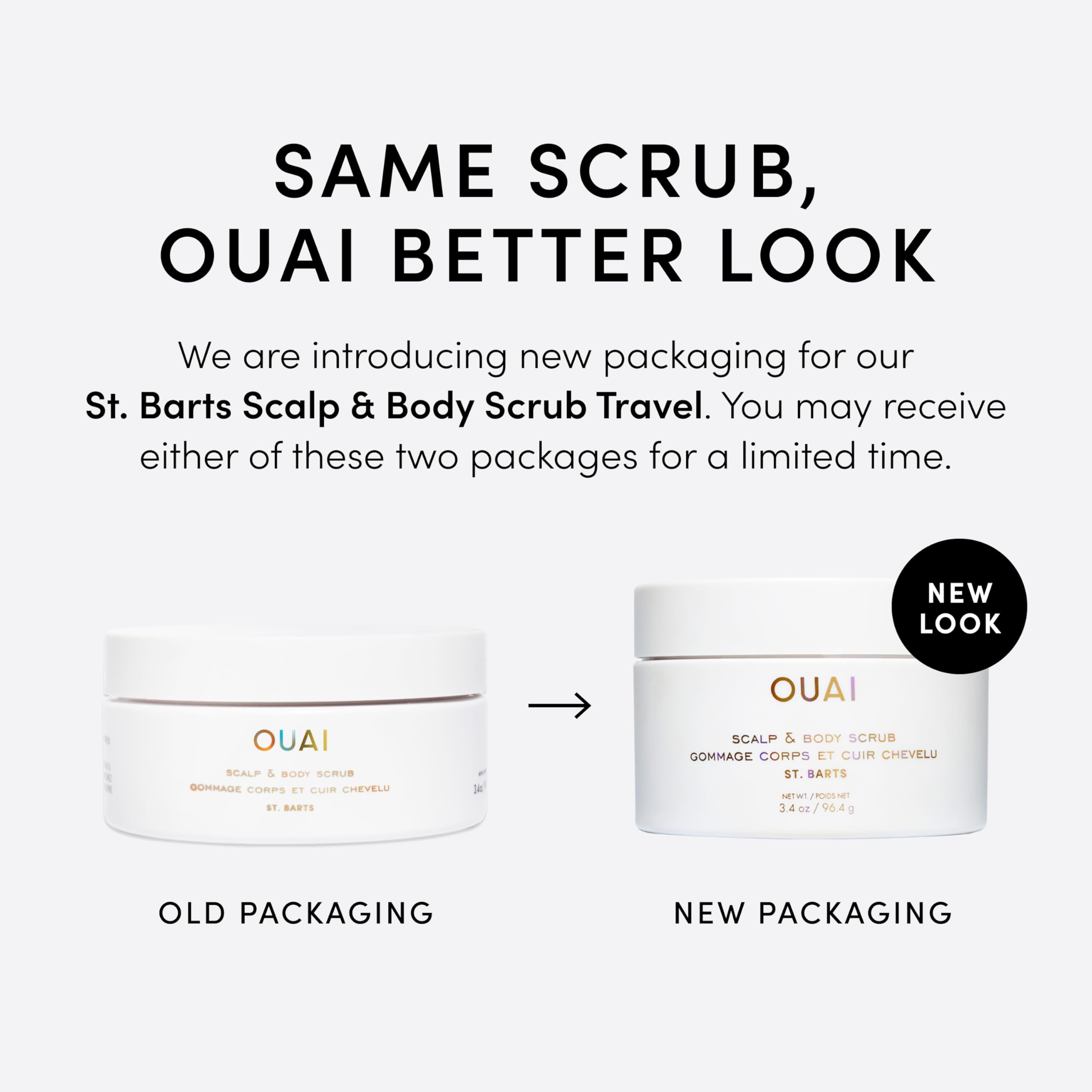 OUAI Scalp & Body Scrub, St. Barts Travel Size - Exfoliating Body Scrub with Sugar & Coconut Oil Blend for Smooth, Moisturized Skin - Gentle Scalp Exfoliator for Removing Product Build Up (3.4 oz) OUAI Au supplements