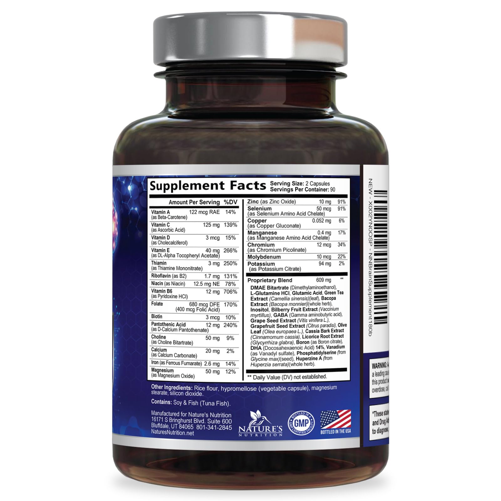 Brain Memory Supplement Pills - 3X Strength Nootropics for Concentration, Clarity & Focus Support - Brain Health Cognitive Vitamins with Bacopa, Phosphatidylserine & DMAE, Brain Booster - 180 Capsules Nature's Nutrition Au supplements