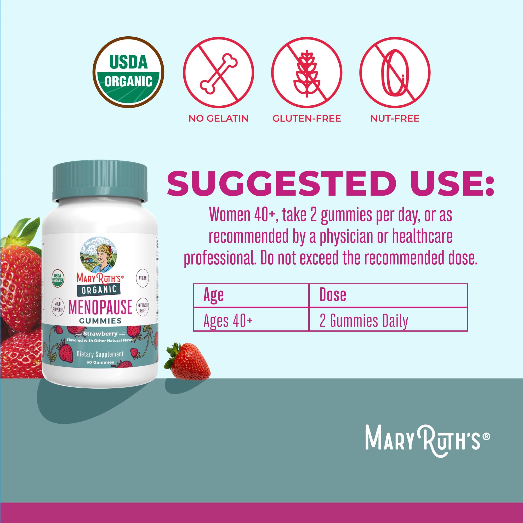 Organic Menopause Gummies by MaryRuth's | Menopause Supplements for Women | Mood Support | Hot Flash Relief | Maca Root | Black Cohosh | USDA Organic | Non-GMO | Vegan | 30 Servings MARYRUTH'S Au supplements