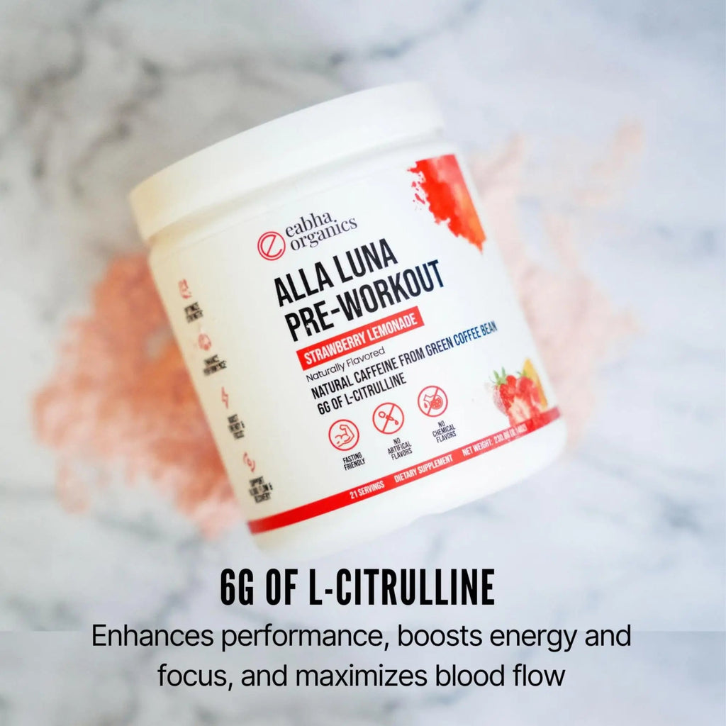 Eabha Organics Alla Luna Pre-Workout - Strawberry Lemonade - to Support Energy, Focus Eabha Organics Au supplements