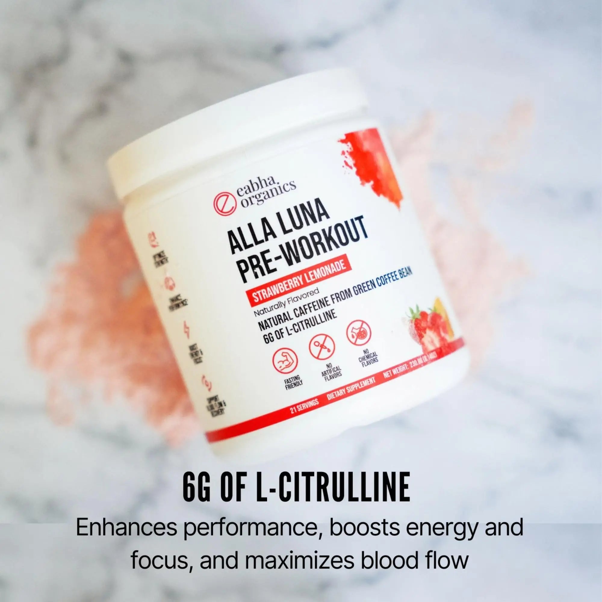 Eabha Organics Alla Luna Pre-Workout - Strawberry Lemonade - to Support Energy, Focus Eabha Organics Au supplements