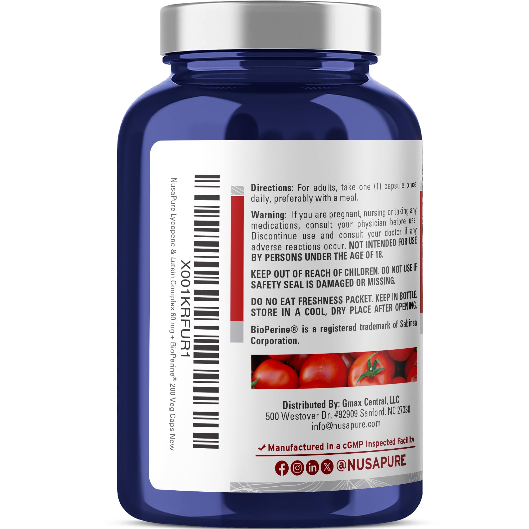 NusaPure Lycopene & Lutein Complex 60mg per Caps, 200 Veggie Capsules (Non-GMO, Vegan) NusaPure Au supplements