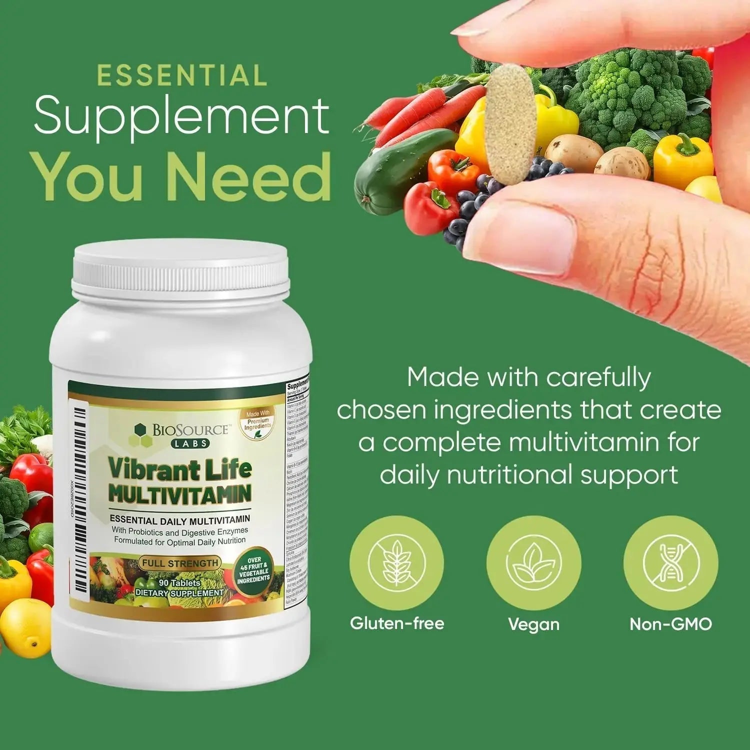 BioSource Labs Vibrant Life Multivitamin with Probiotics, Digestive Enzymes & B-Complex – Over 45 Fruits and Veggies BioSource Labs Au supplements