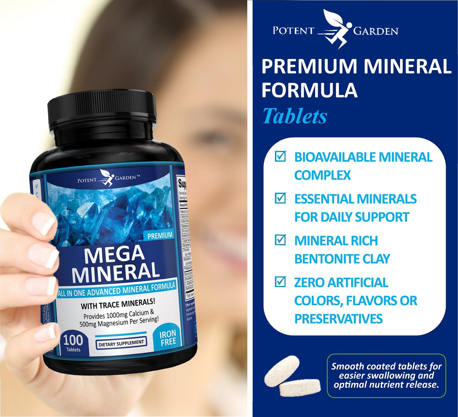 Potent Garden Mega Mineral Supplement Complete Mineral Complex with Calcium Magnesium Zinc Potassium Boron Selenium Chromium & 72 Trace