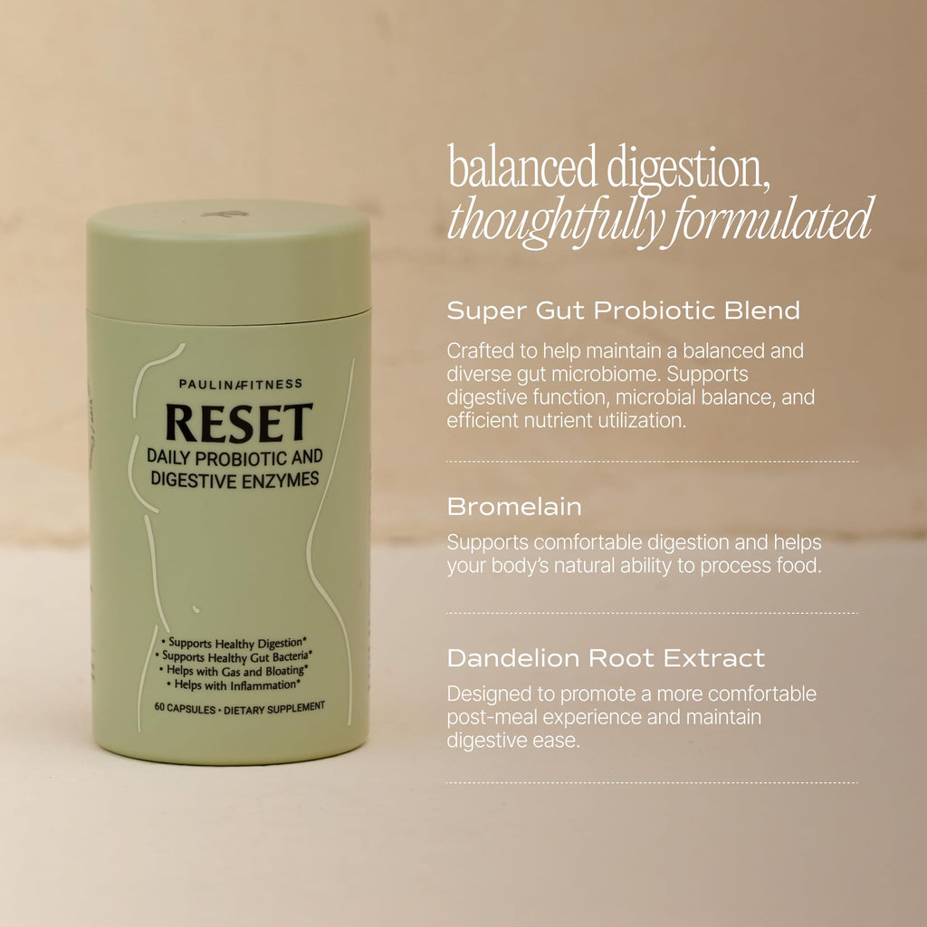 Reset Daily Probiotic + Prebiotic Plant Digestive Enzymes – Advanced Gut Reset for Women
