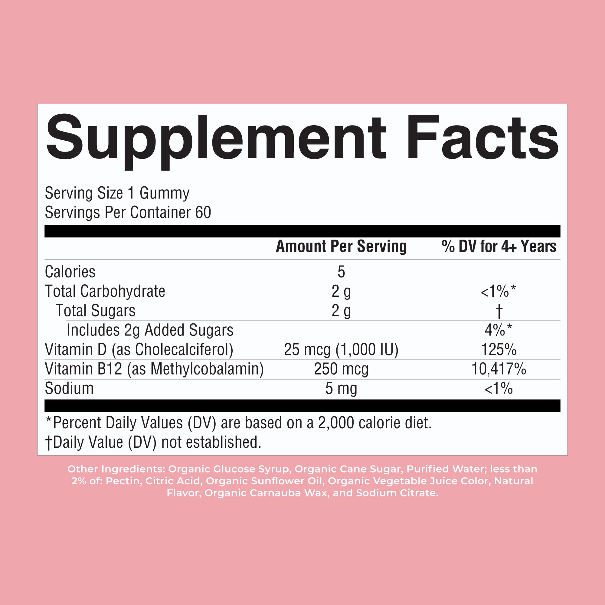 MARYRUTH'S Organic Vitamin D3 + B12 Gummies for Ages 4+ | Bone Health | Immune Support | Energy Metabolism | Cognitive Function | Vegan | Non-GMO