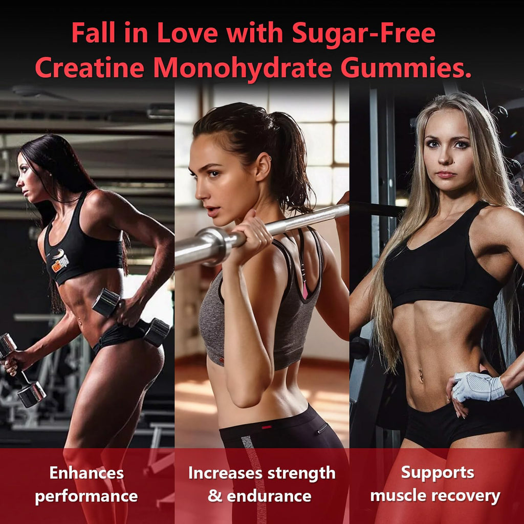 Slsomu Creatine Gummies for Women, 5000mg Pre-Workout Muscle Strength & Energy Support, 0 Sugar Creatine Gummy with L-Taurine, Zinc