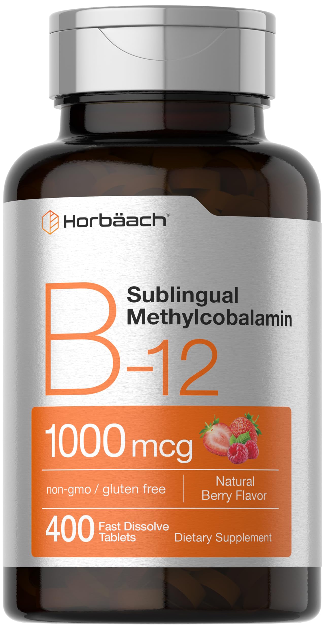 Horbaach Vitamin B12 1000 mcg Sublingual | 400 Fast Dissolve Tablets | Methylcobalamin Supplement for Women and Men