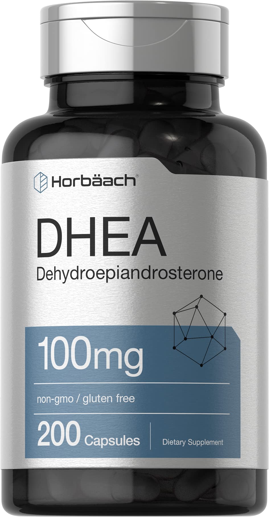 DHEA 100mg | 200 Capsules | Non-GMO, Gluten Free Supplement | by Horbaach Horbäach Au supplements