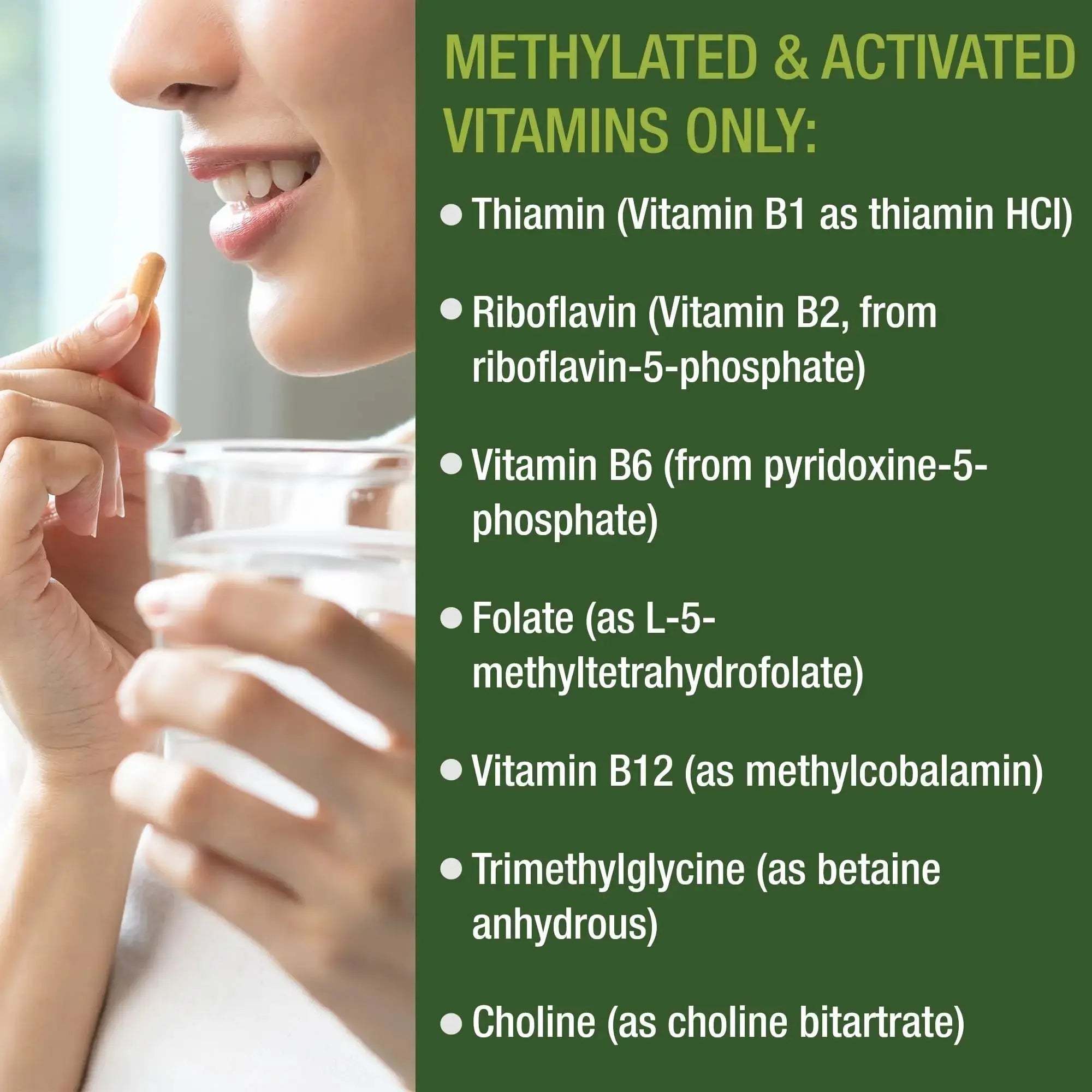 Methylated Multivitamin + Methylated B Complex Supplement. With Trimethylglycine (TMG), L Methylfolate, Methyl B12 + B1 + B2 + B6 Vitamins + Choline Peak Performance Au supplements