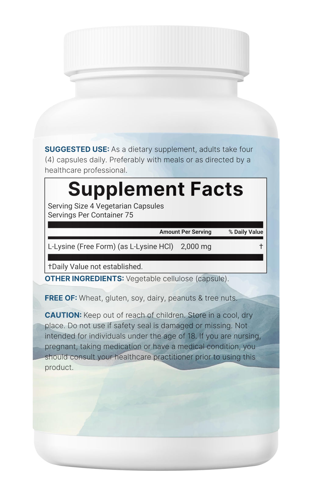 Pure L-Lysine 2,000mg, 300 Veggie Capsules | Maximum Potency, Easily Absorbed, Free Form | Essential Amino Acid for Collagen, Lip, & Immune Support