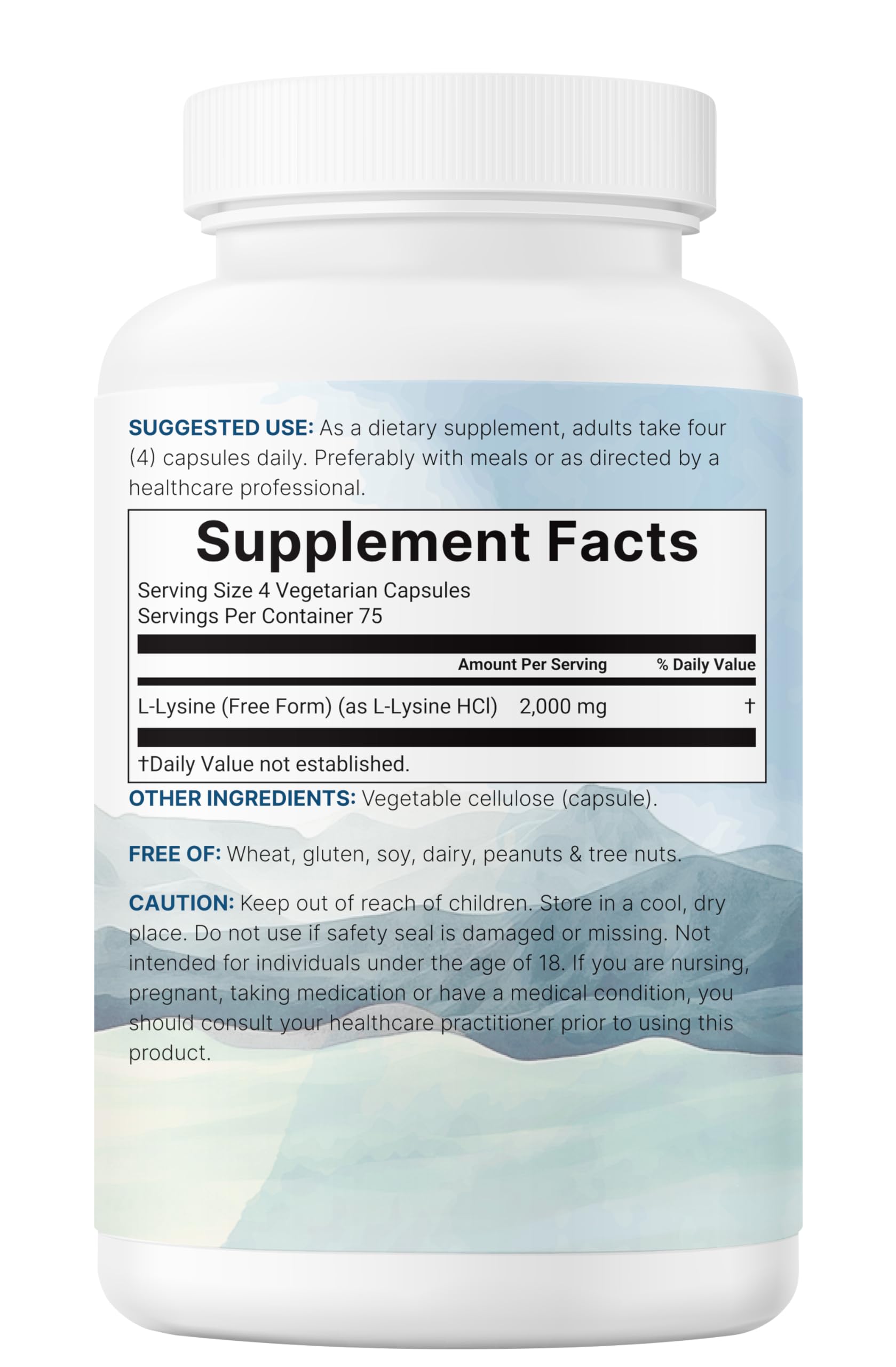 Pure L-Lysine 2,000mg, 300 Veggie Capsules | Maximum Potency, Easily Absorbed, Free Form | Essential Amino Acid for Collagen, Lip, & Immune Support