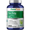 NusaPure Sea Kelp Natural Iodine 325mcg 10:1 Extract, 65 mg Equivalent to 650 mg Capsule 200 Count (Non-GMO, Vegan) NusaPure Au supplements