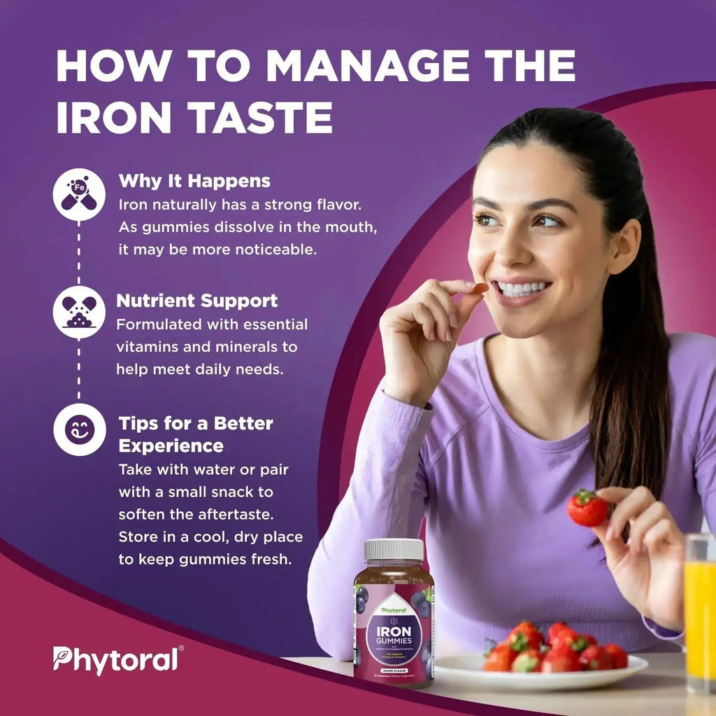 Natural Multivitamin Iron Gummies for Adults - Adult Gummy Vitamins with Iron and Energy Boost B Complex Vitamins Phytoral Au supplements