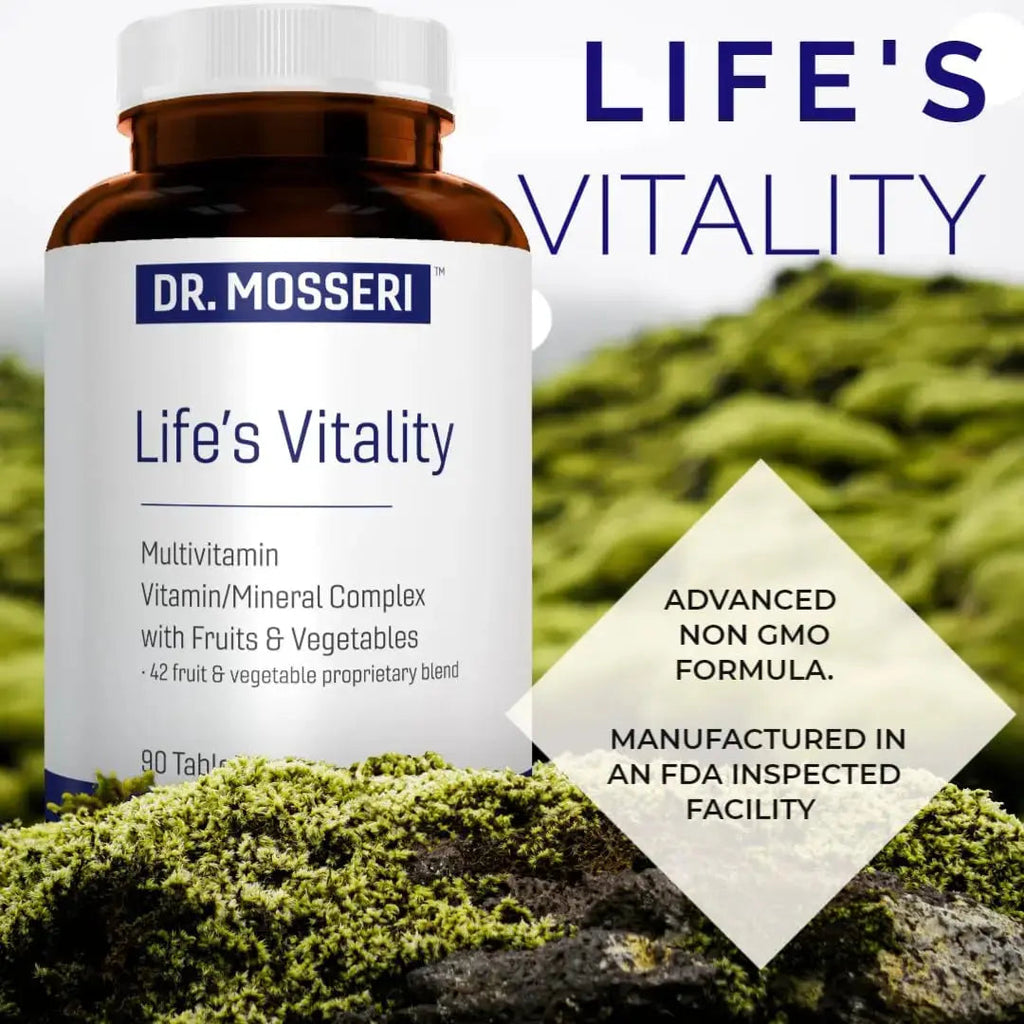 DR. MOSSERI Life's Vitality Vegan Multivitamin for Men & Women – Non-GMO Formula with 42 Fruits and Vegetables, Daily Multivitamin and Mineral Complex DR. MOSSERI Au supplements