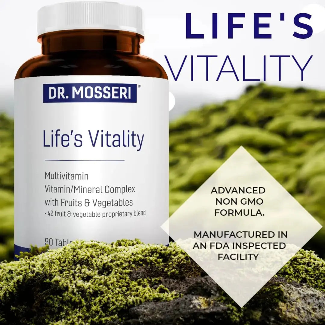 DR. MOSSERI Life's Vitality Vegan Multivitamin for Men & Women – Non-GMO Formula with 42 Fruits and Vegetables, Daily Multivitamin and Mineral Complex DR. MOSSERI Au supplements