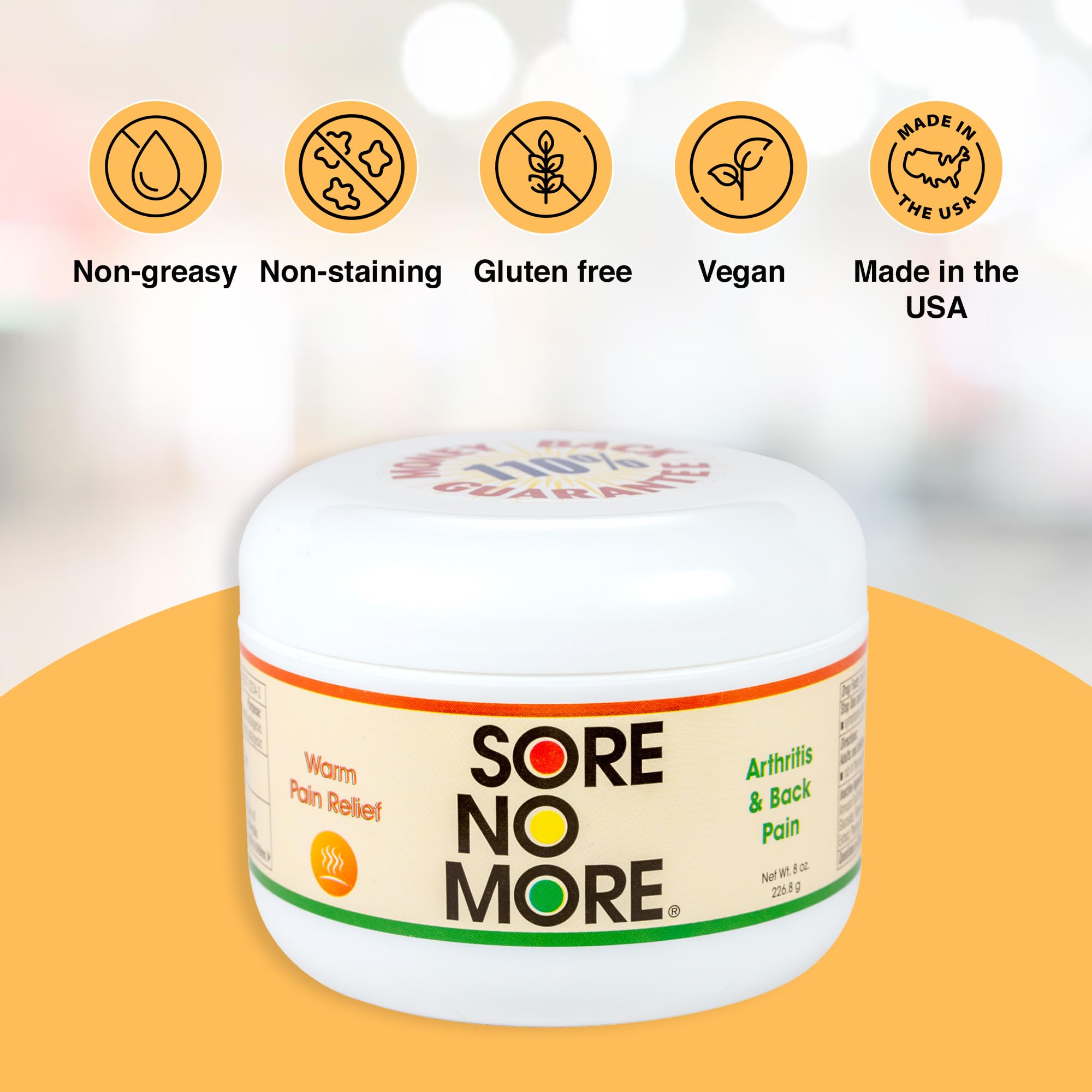 Sore No More Warm Arthritis Pain Relief Cream – Targeted Reliever for Back, Neck, Hands & Feet – Soothing & Fast-Acting Formula for Aches and Pains – Non-Greasy with Orange Aroma – 8 oz Sore No More Au supplements