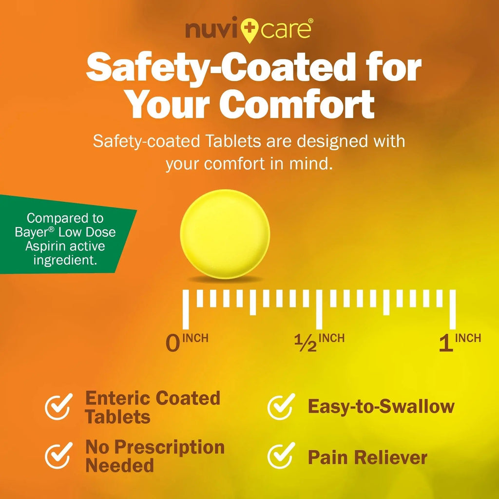 NUVICARE Low Dose Aspirin 81mg for Adults Coated Caplets - Compare to Active Ingredient in Low Dose Bayer Aspirin for Adults - Safety Coated (300 Count) NUVICARE Au supplements