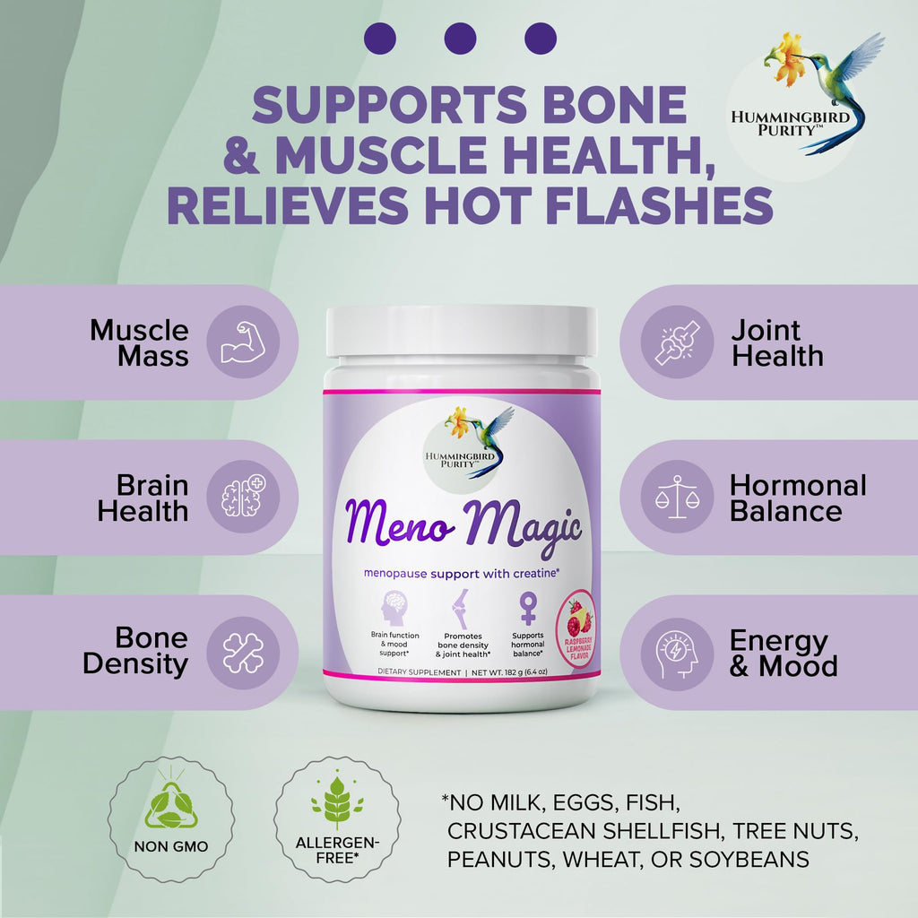 Meno Magic Menopause Support Drink – Raspberry Lemonade with Creatine, Herbs & Vitamins | 30 Servings Hummingbird Purity Au supplements