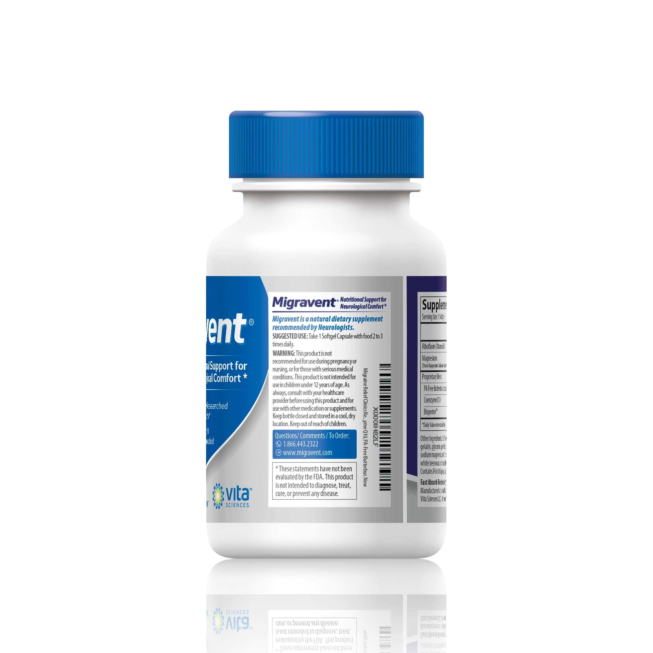 Vita Sciences Migravent – Advanced Nutritional Formula with Magnesium, CoQ10, Vitamin B2, and Butterbur for Brain and Circulatory Wellness – 60 Capsules Vita Sciences Au supplements