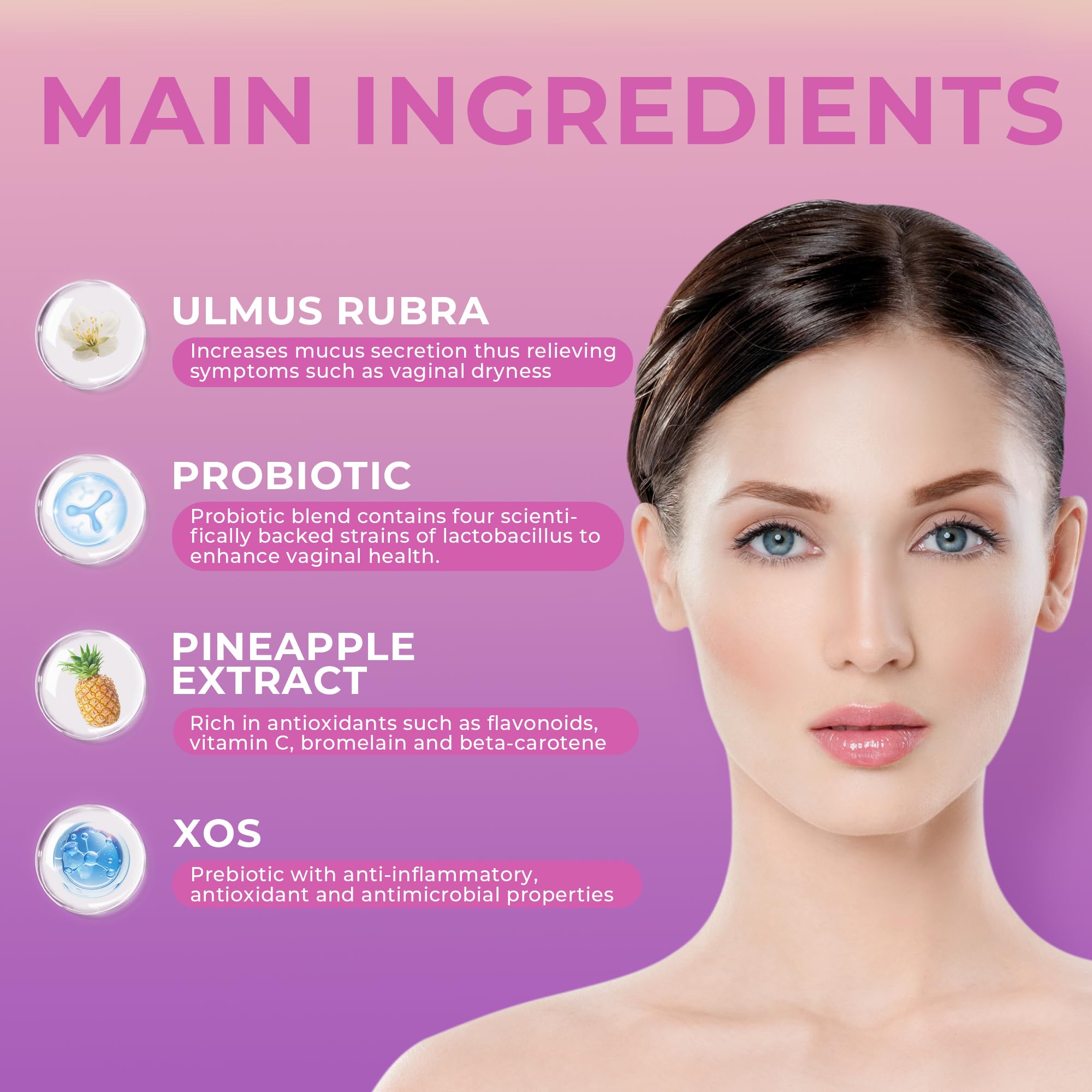 BAKAKOUL Feminine Probiotics Gummies for Women, Vaginal Probiotics with Slippery Elm,Prebiotics & Probiotics Supports pH Balance,Immune Health, Vegan