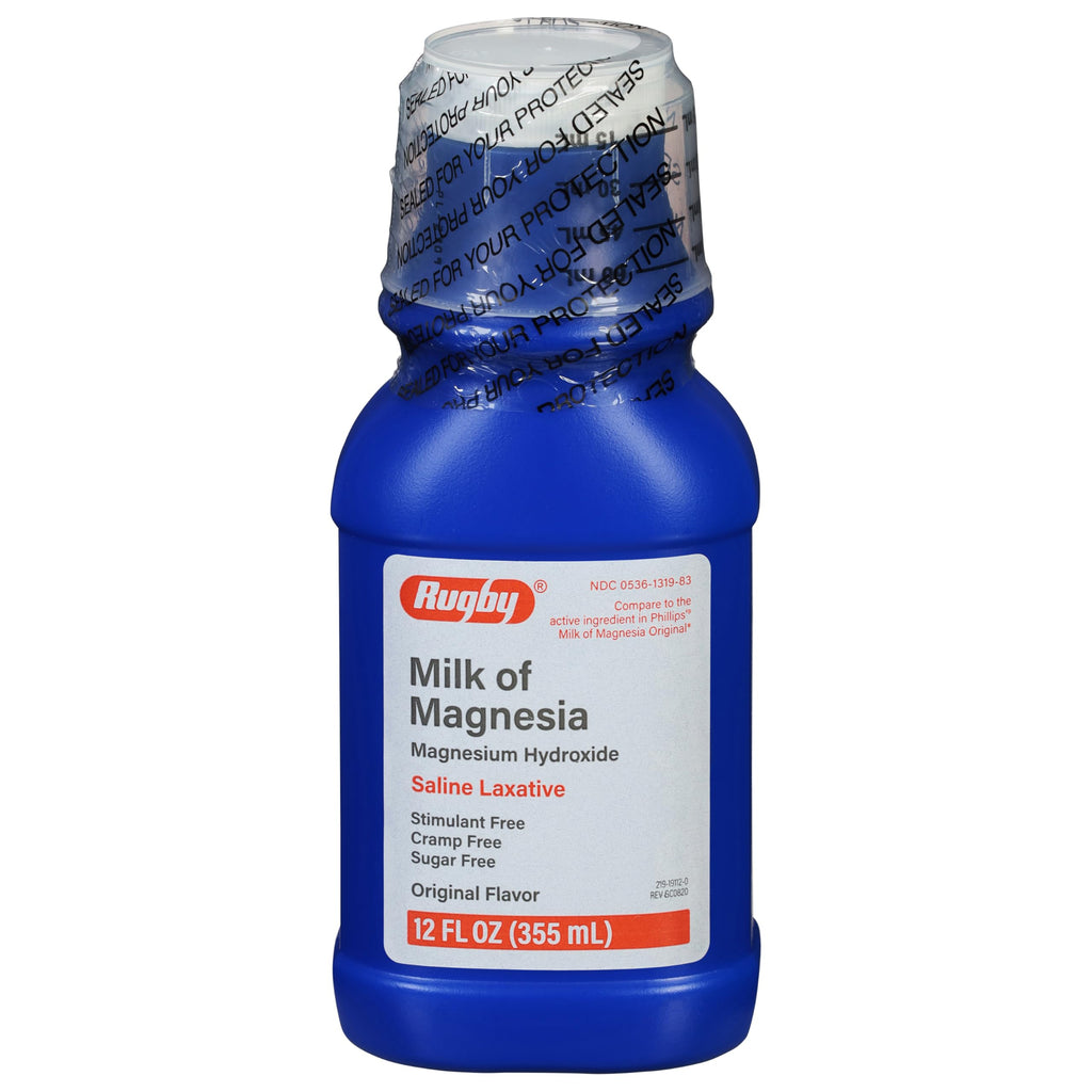 Rugby Milk of Magnesia Magnesium Hydroxide Saline Laxative – Stimulant, Cramp & Sugar-Free - Original Flavor – 12 Fl Oz RUGBY LABORATORIES Au supplements