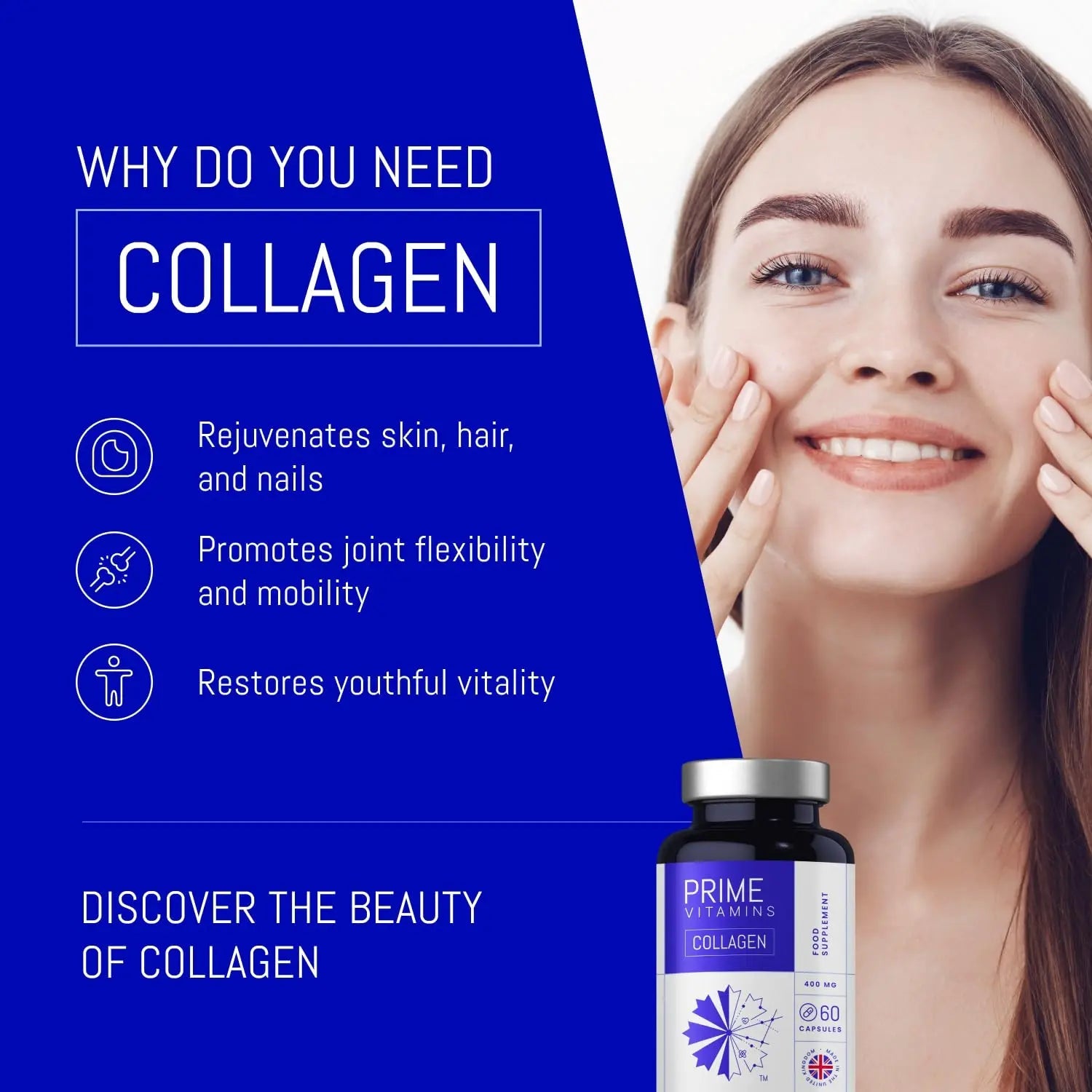 Marine Collagen 400mg | Hydrolysed Collagen Supplements for Women & Men PRIME VITAMINS Au supplements