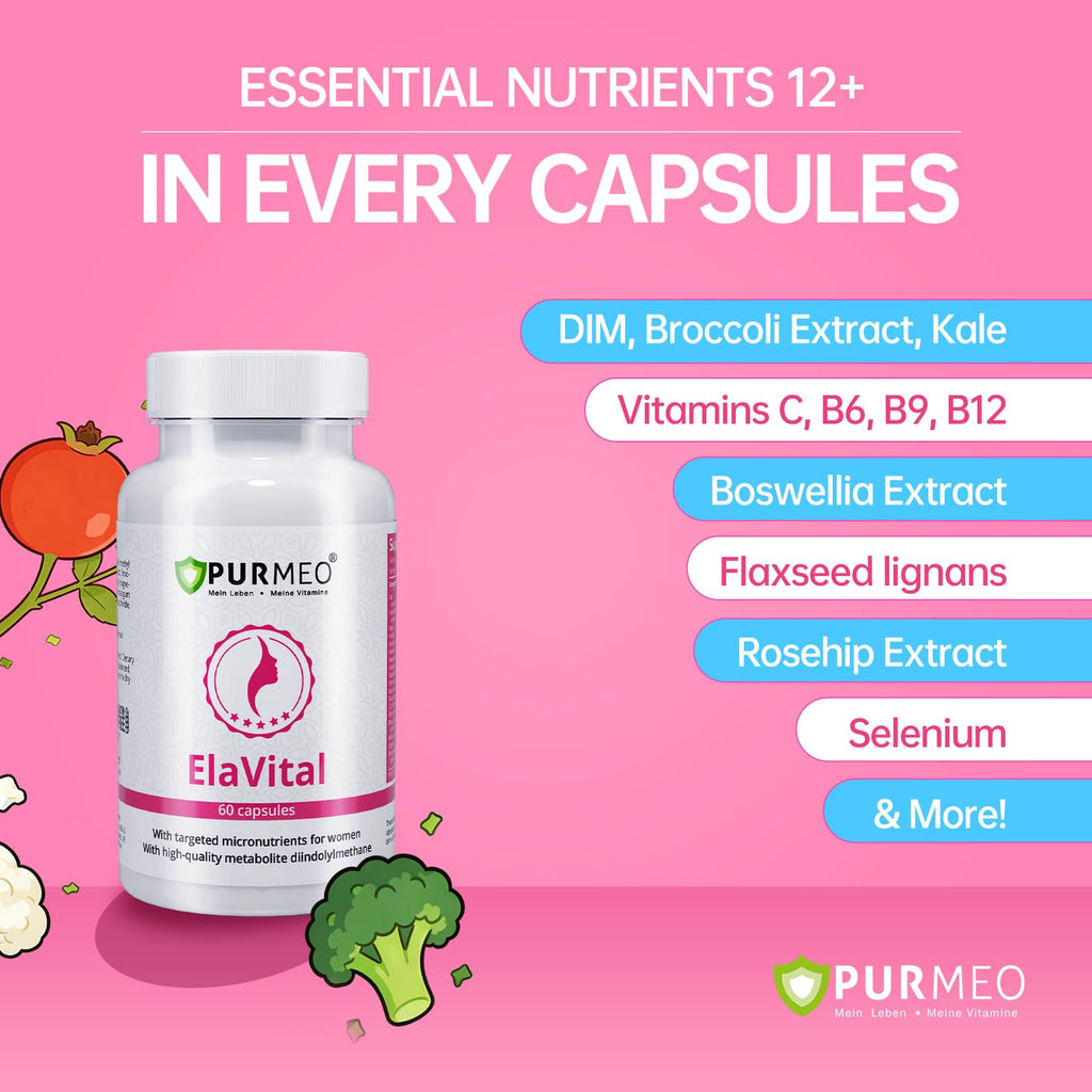 purmeo DIM Supplement for Women, Patented Formula Diindolylmethane Support Estrogen Hormone Balance & Breast Health, Non-GMO, 60ct Vegan Capsules purmeo Au supplements
