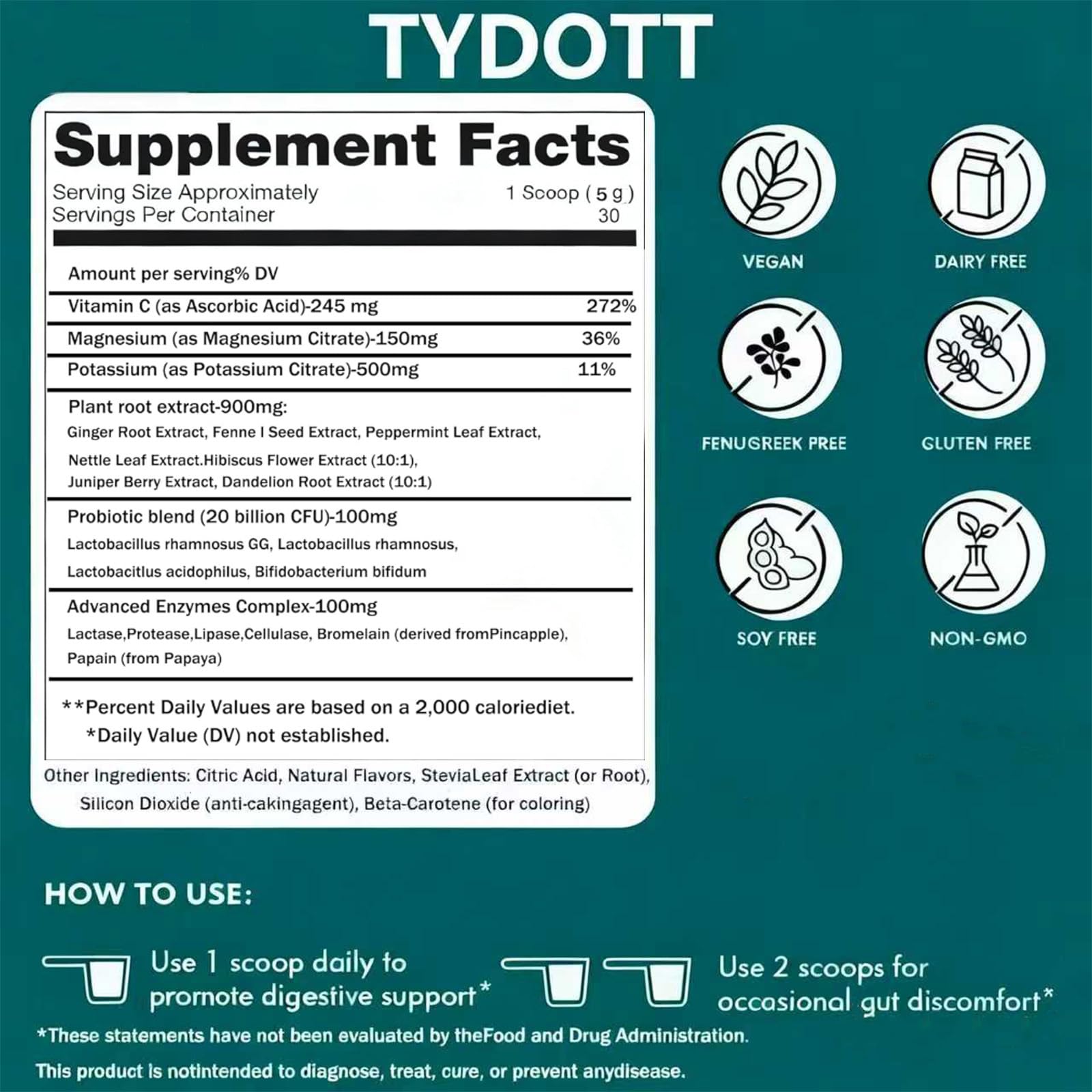TYDOTT Debloat Pro, Contains Probiotics and Digestive Enzymes to Relieve Bloating, Supports Gut Health, Nutrient Absorption, and Stomach Comfort to Support Digestive Health AZX Au supplements