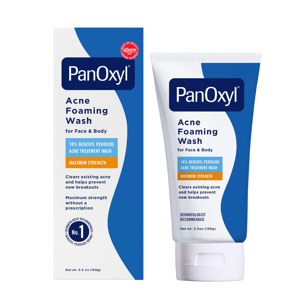 PanOxyl 10% Benzoyl Peroxide Acne Foaming Wash, Maximum Strength, Daily Acne-Fighting