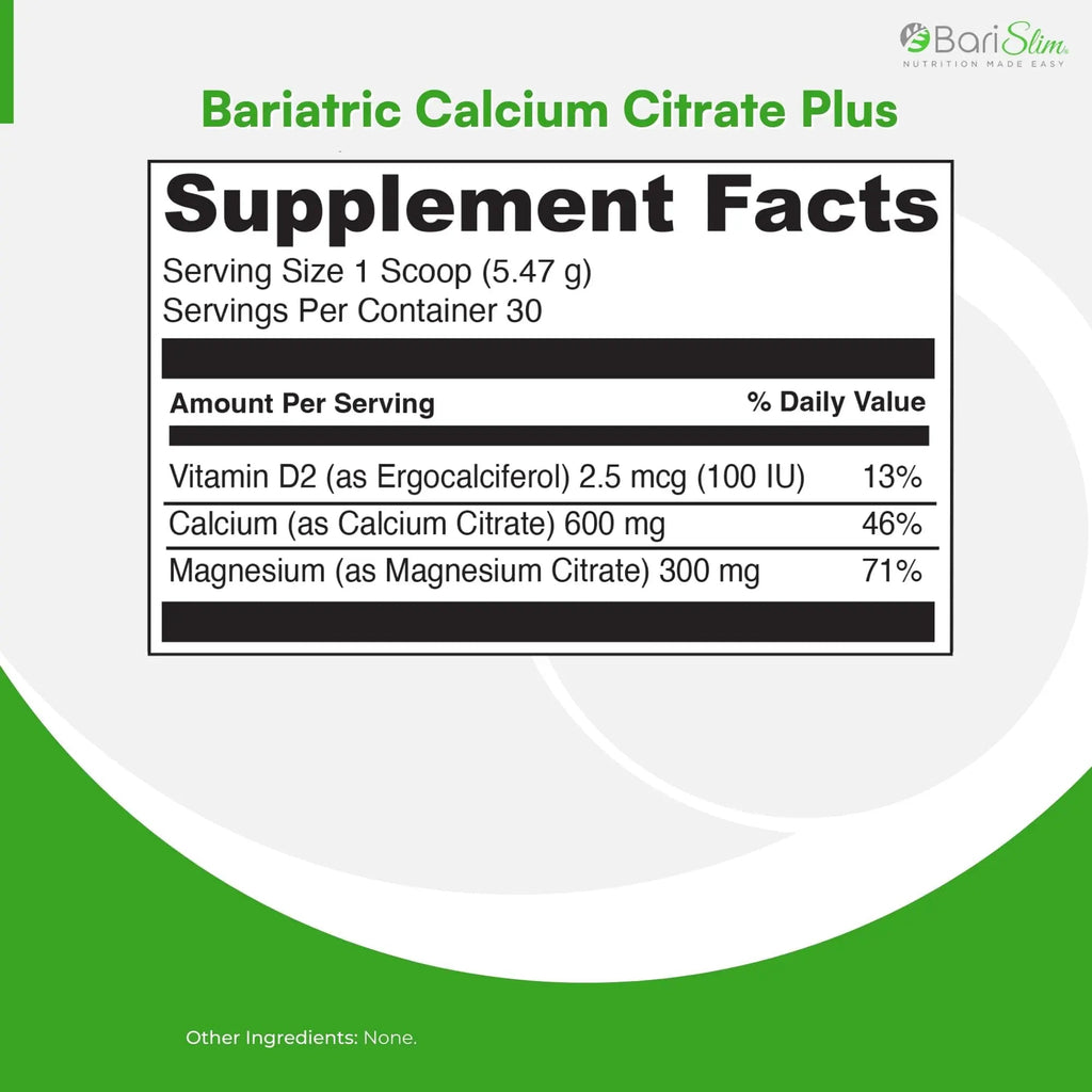 BariSlim Bariatric Calcium Citrate Plus Powder - Formulated for Patients After Weight Loss BariSlim Au supplements