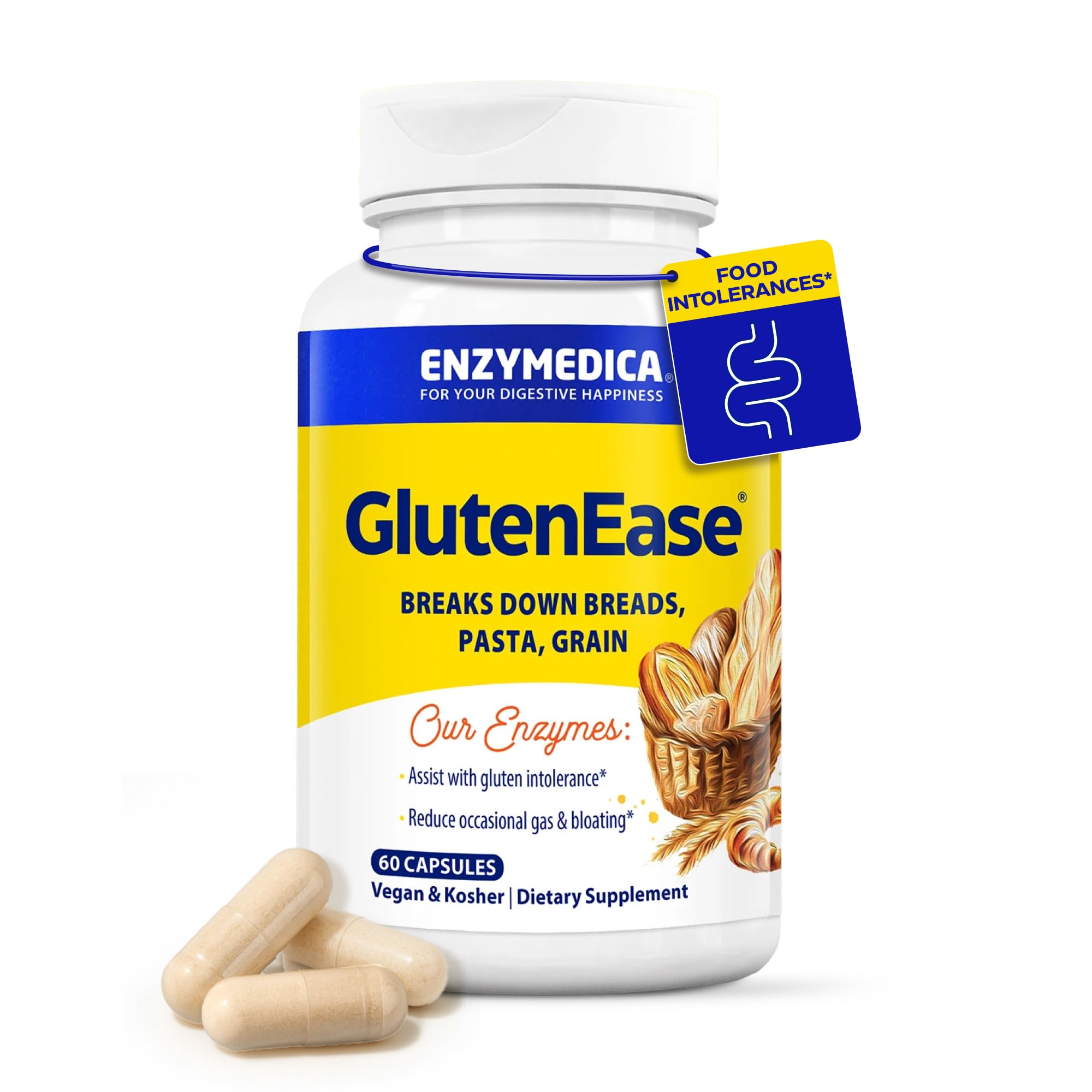 Enzymedica GlutenEase - Digestive Enzyme Supplement for Women & Men, Gluten & Casein Sensitivity Support, Enzymes for Digestion & Gut Health
