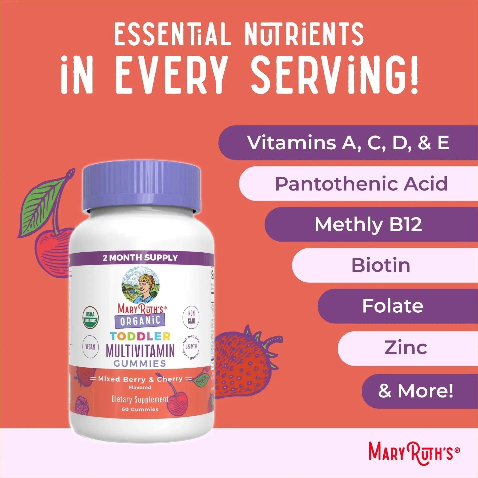 MaryRuth Organics Vitamin Gummy | Kids and Toddlers Age 2+ | USDA | Daily Vitamin C | D3 | Zinc | MaryRuth Organics Au supplements