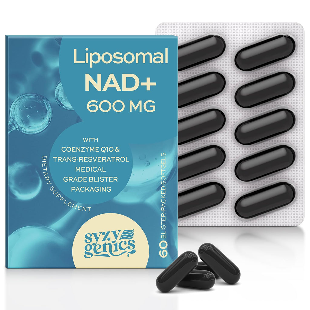 SYZY GENICS NAD+ Supplement 1600mg Extra Strength - Liposomal NMN Alternative with Resveratrol, Urolithin A, CoQ10, Quercetin & ALA - Mitochondrial Energy & Anti-Aging, Cell Regeneration, 60 Softgels SYZY GENICS Au supplements