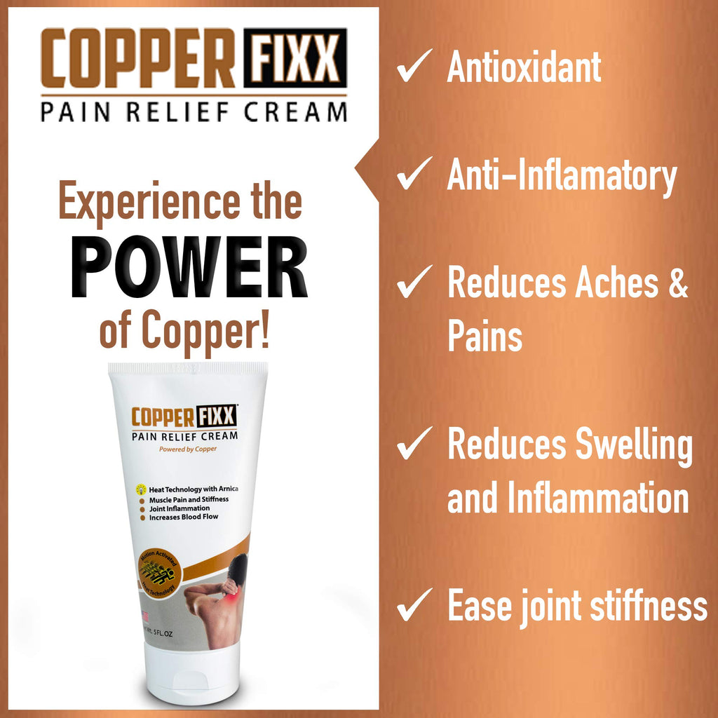 CopperFixx Pain Relief Cream, 5 Fl Oz Tube Powered by Copper with Heat Technology Arnica for Muscle & Stiffness Joint Inflammation, Knee, Back, Shoulder Arthritis Pain. Fast Acting, CF03028 CopperFixx Au supplements