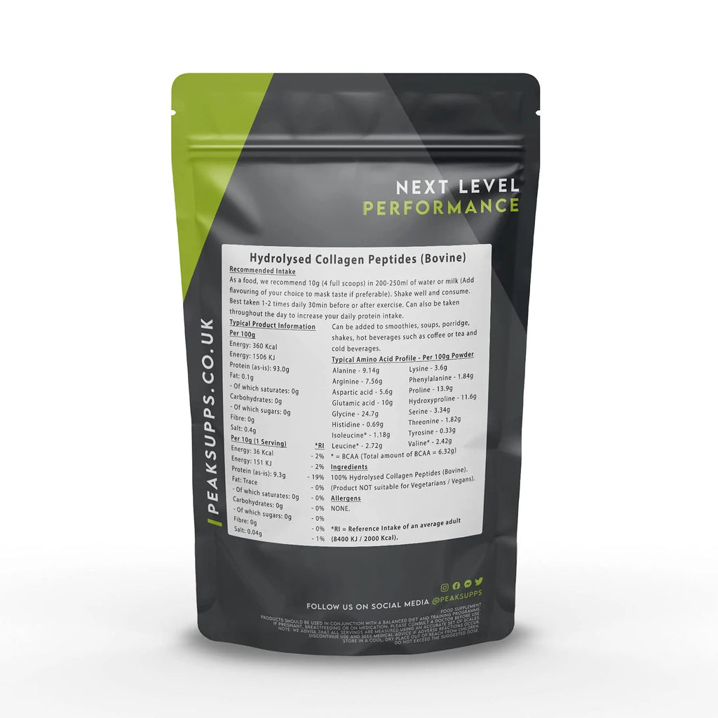 Grass Fed Collagen Powder | Pure Hydrolysed Bovine Protein Peptides (1Kg) Peak Supps Au supplements