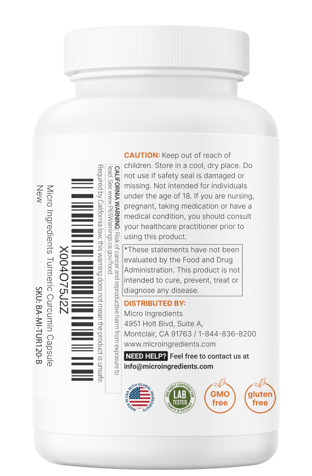 Micro Ingredients Pure Turmeric Curcumin Supplement 1,000mg – 95% Curcuminoids with Black Pepper & Ginger – High Absorption for Joint & Antioxidant Support