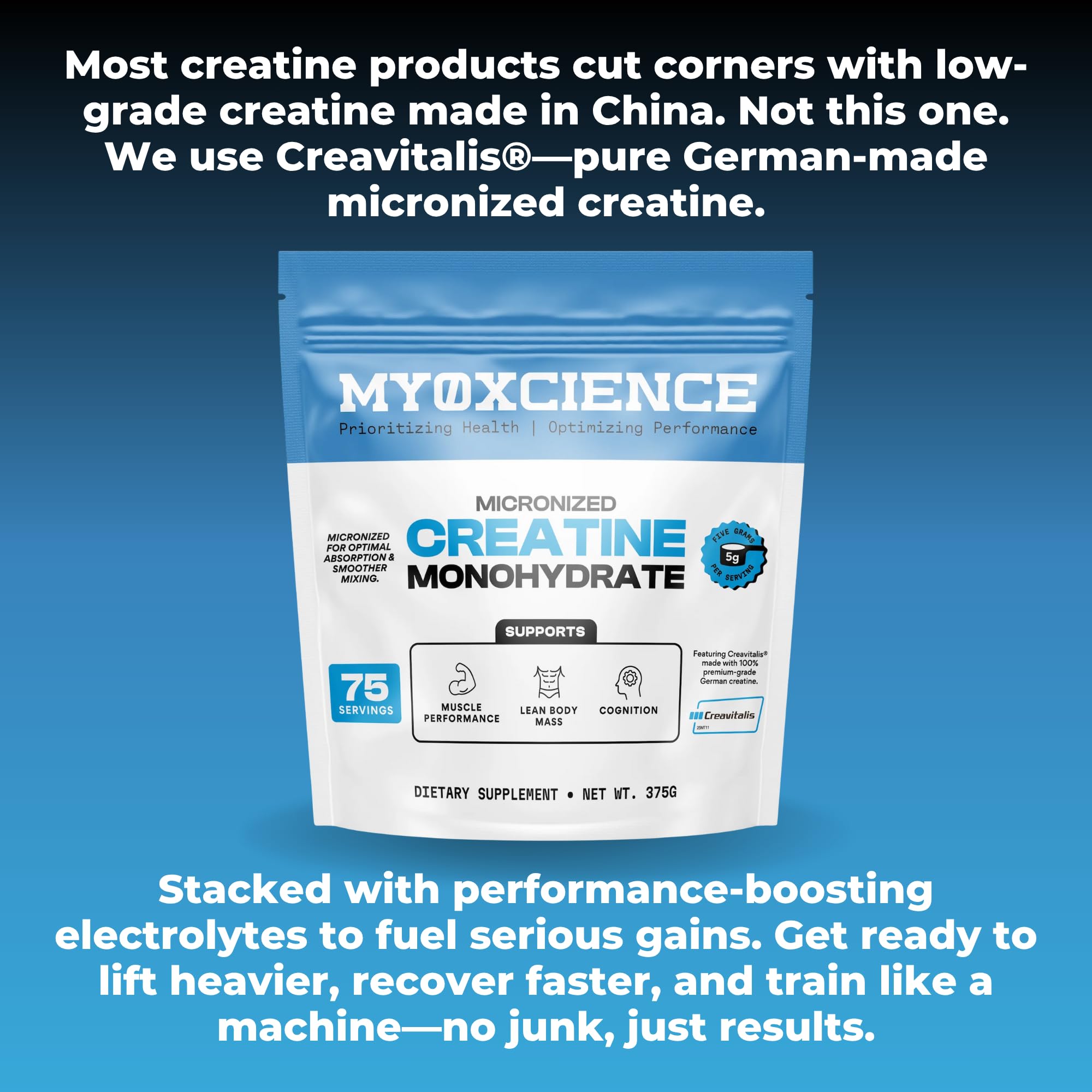 MYOXCIENCE Micronized Creavitalis Creatine | The World’s Purest Micronized Form of Creatine Monohydrate | Supports Muscle Performance