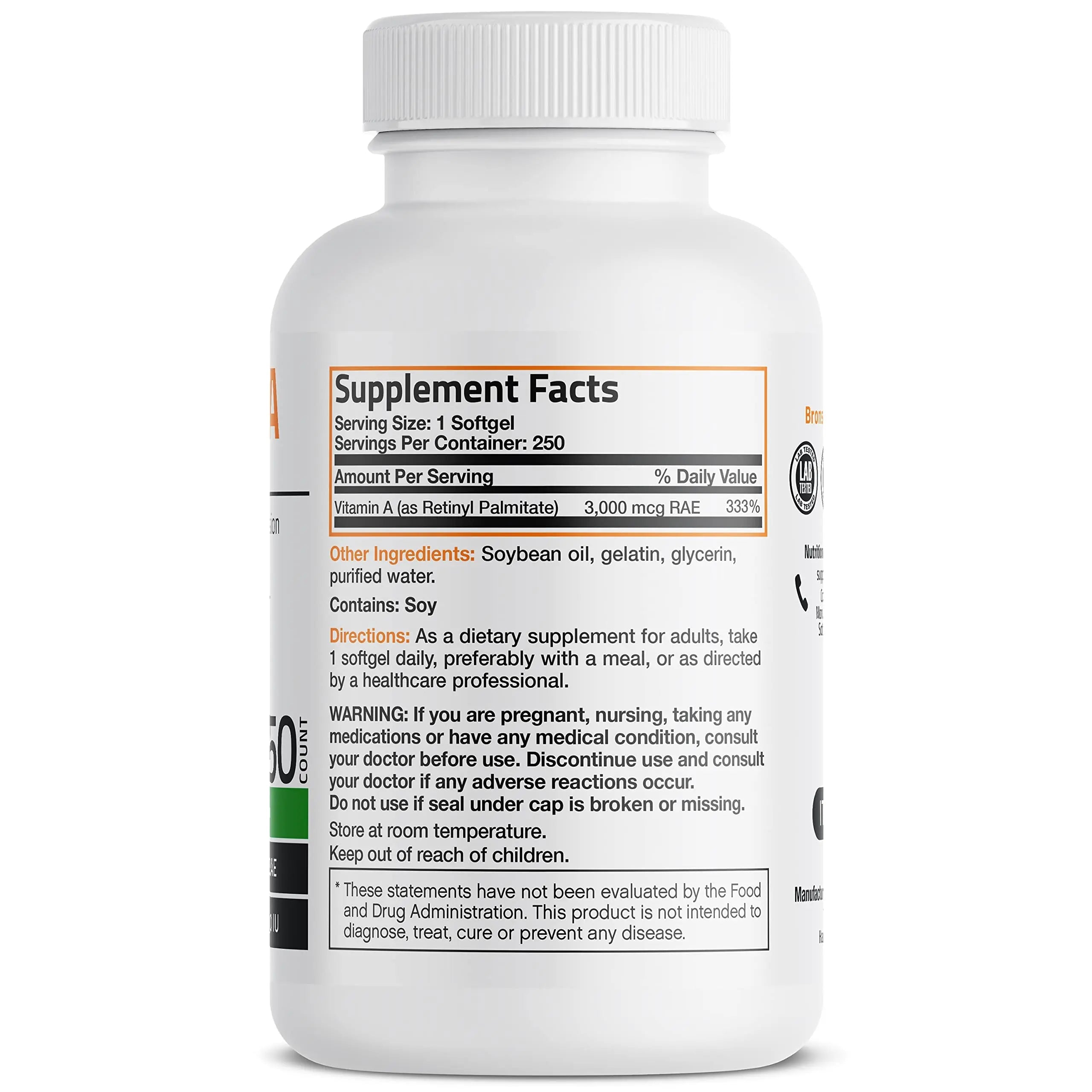 Bronson Vitamin A 10,000 IU Premium Non-GMO Formula Supports Healthy Vision Bronson Au supplements