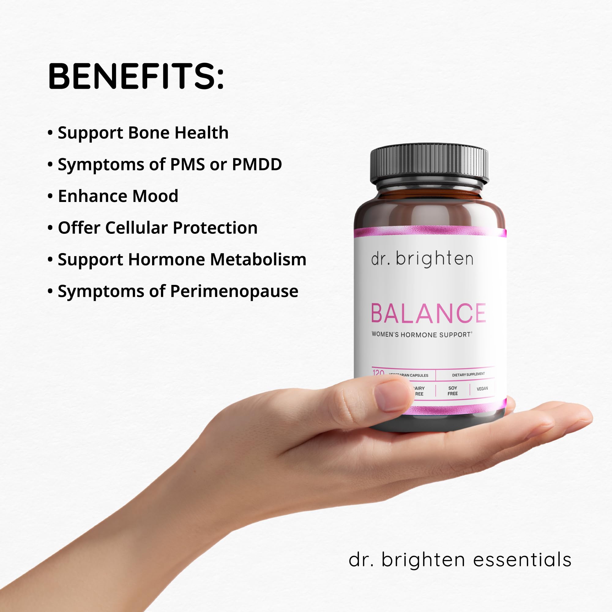 Dr. Brighten Balance - Hormone Balance for Women with Chasteberry and DIM - Targets Hormonal Acne, Period Issues, & PMS - Vegan, Non-GMO Dr. Brighten Au supplements