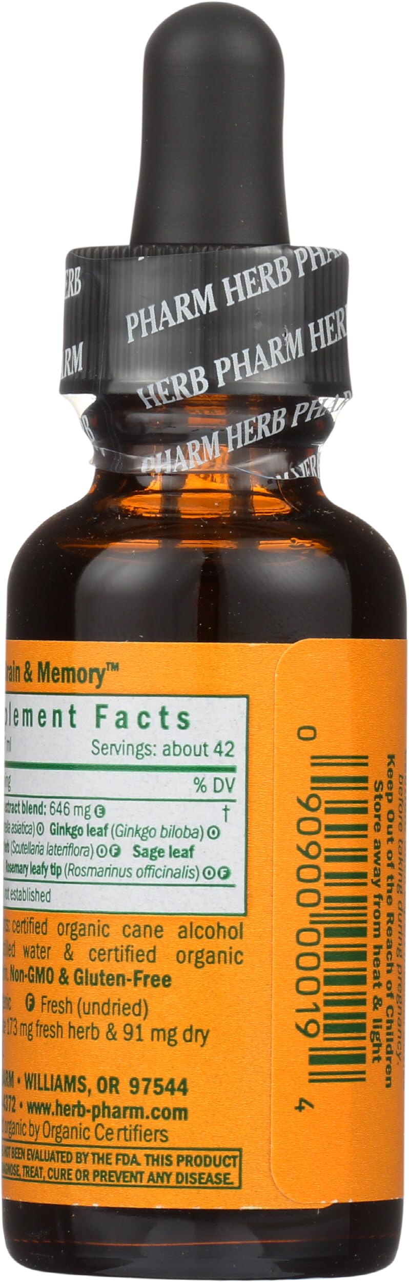 Herb Pharm Organic Nootropic Brain & Memory Supplement with Ginkgo Biloba Liquid Extract: Fast Absorption for Mental Focus Support, Ginkgo Supplement, Vegan, Gluten-Free, Non-GMO, 1 Oz Herb Pharm Au supplements