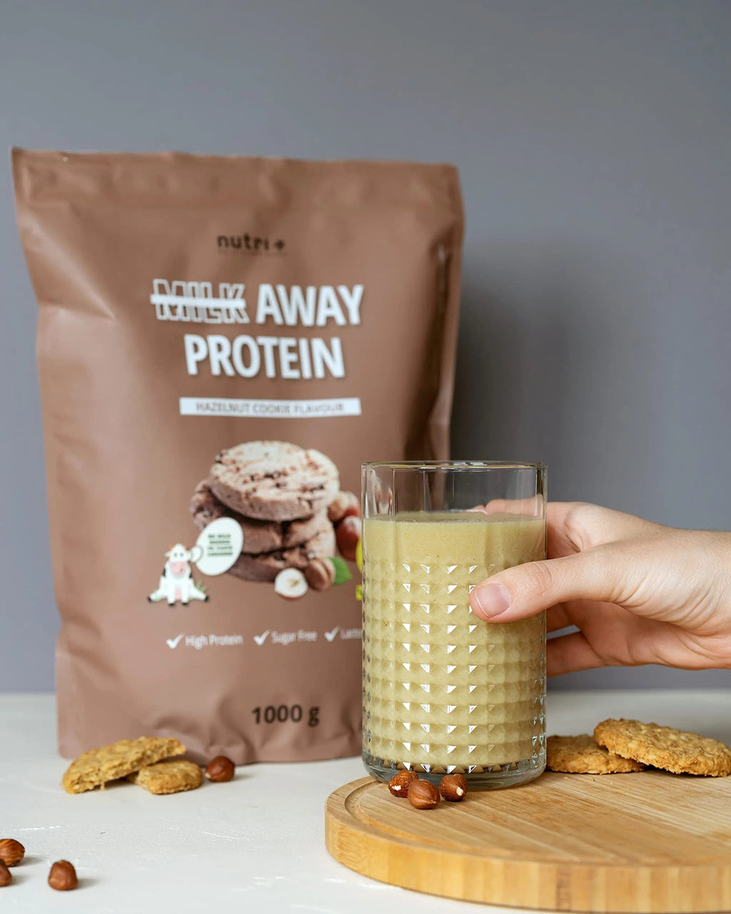 Vegan Protein Powder Hazelnut Cookie - Milk Away Vegan Protein Without Soy 1kg Nutri + Au supplements