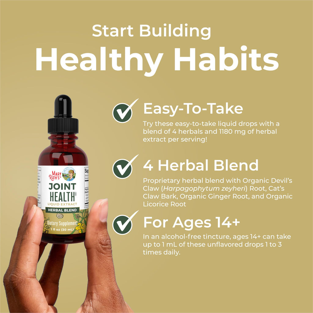 MaryRuth Organics Joint Health Liquid Extract | Four Herbal Blend Liquid Drops | Ginger Root | Licorice Root | Cats Claw | Devils Claw | Vegan | Non GMO | Alcohol Free Tincture | 30 Servings MARYRUTH'S Au supplements